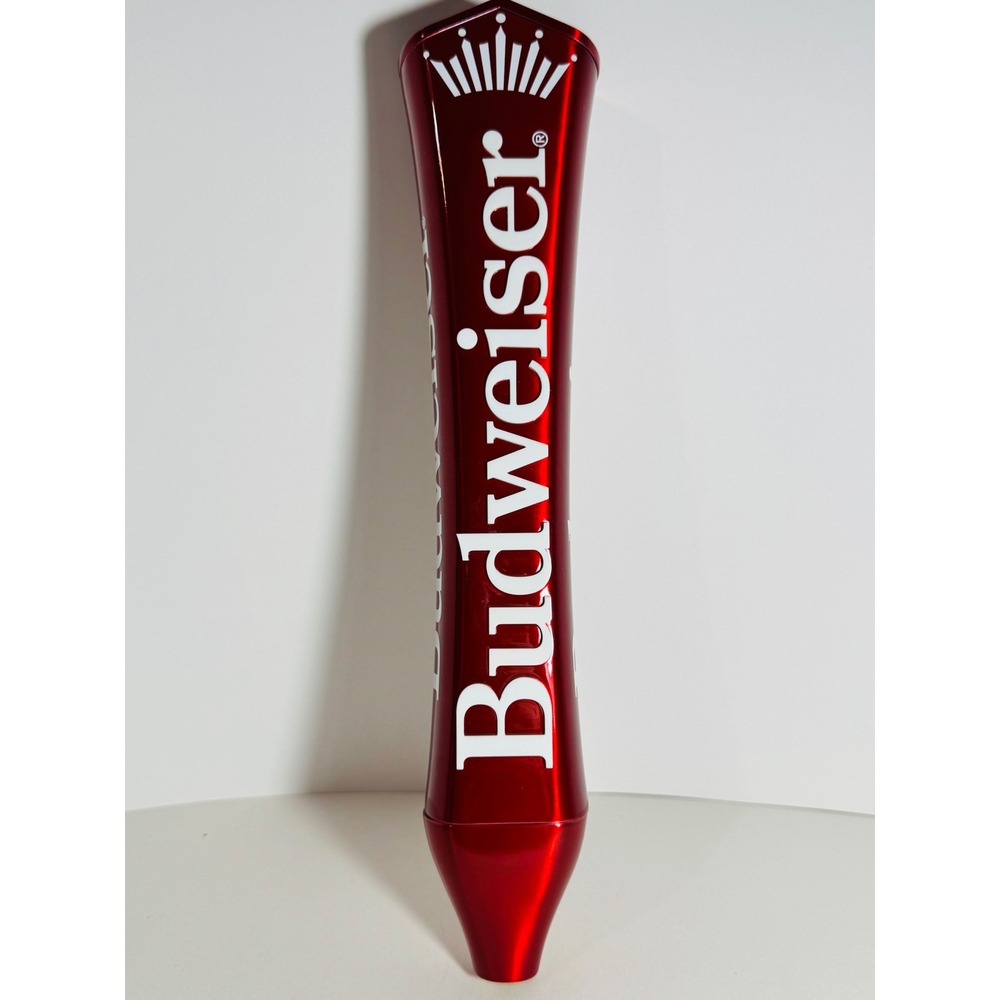 Budweiser Beer Tap Handle Metallic Red Crown Logo 11.5 Inch Bar Decor